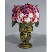 Арома ваза с бантом из мыла с розовыми и фиолетовыми цветами фото