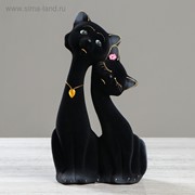 Копилка “Коты пара Свидание“, покрытие флок, чёрная, 27 см фото