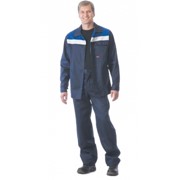 Костюм “СТАНДАРТ“: куртка, брюки тёмно-синий с васильковым и СОП 50 мм фото