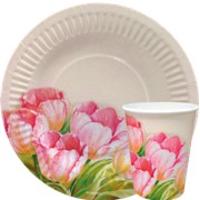 Посуда бумажная с дизайном Тюльпаны (2000 штук) фото