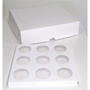 Коробка для 9 миникапкейков (190*190*80) белая с ложементом