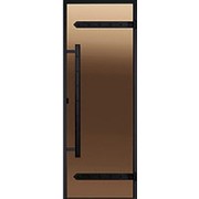Дверь для сауны Harvia LEGEND 8х19 (стеклянная, серая, черная коробка сосна), D81902МL фотография
