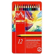 Набор цветных карандашей Carandache Supracolor Soft Aquarelle, 3.8 мм, 12 цветов в металлической коробке