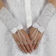 Перчатки свадебные №106, белый (короткие) фото