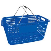 Корзина пластиковая с пластиком на ручках, для магазинов и торговых залов, объем 30л, цвет синий. MD-PL-210-B2