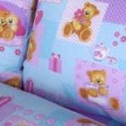 Ткань постельная Бязь 125 гр/м2 150 см Набивная Мишутки голубой-розовый/S162 DTR фото