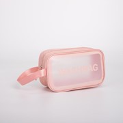 Косметичка, отдел на молнии, с ручкой, цвет розовый фото