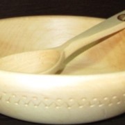 Тарелка деревянная 0,5л. с ложкой фото