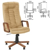 Кресло офисное “Atlant extra“, кожа, дерево, бежевое фото