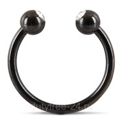 Черное металлическое кольцо под головку со стразами Glans Ring фотография