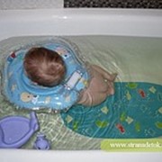 Круги для купания Baby Swimmer с 3 кг -15кг голубой с погремушкой Круги на шейку для плавания детей от рождения до 2х лет фото