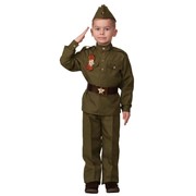 Карнавальный костюм для детей Батик Костюм на 9 мая батик Солдат хлопок детский, 32 (122 см) фото