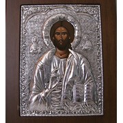 Икона Иисус в серебре фотография