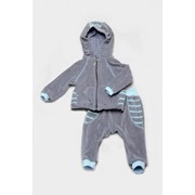Велюровый костюм для малышей (серо-голубой) фото