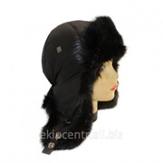 Черная шапка ушанка для женщины, мех Бобёр фотография