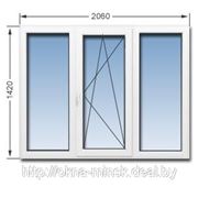 Окна ПВХ из профиля KBE Эксперт 2050х1400 (окно трехсекционное одностворчатое поворотно-откидное)