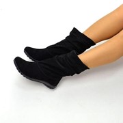 Зимние полусапожки на тонкой подошве в коже и замше (разные цвета) фото