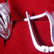 Серьги, серебро Ag 925° пробы, со вставками из драгоценных и полудрагоценных камней