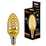 Лампа энергосберегающая КЛЛ-СGT-11 Вт-2700 К–Е14 TDM (золотая витая свеча) (mini) фотография