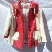 Куртка женская, кожаная 10, с воротником, красная, 44 размер фотография