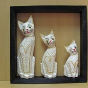 Три кота в рамке -цветочный декор с блестками, арт. 981141/7