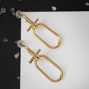 Серьги металл 'Цепь' разные стороны, цвет золото фото