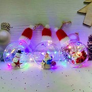 Сувенир новогодний светящийся “ЛАМПОЧКА С ИГРУШКОЙ“ 8 см фотография