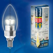 Лампа CRYSTAL серия (Специальная серия для хрустальных люстр) LED-C37P-5W/WW/E14/CL ALC02SL пластик фото