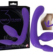 Фиолетовый безремневой страпон с двумя пробками Triple Teaser