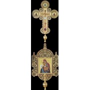 Крест-икона № 22 запрестольная выпиловка гравировка живопись золочение камни