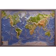 Карта мира рельефная в серебристой раме от Geo Art. PhysMap фото