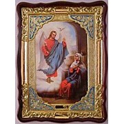 Икона храмовая с багетом Благовещение, в фигурном киоте 82х114 фото