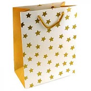Пакет подарочный Dream Cards "Золотые звёзды", 26,4х32,7х13,6 см., мат. ламин., фольга, ПКП-8801