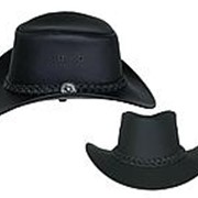 Ковбойская шляпа. Австралийский стиль,кожа №48 (чёрный) фото