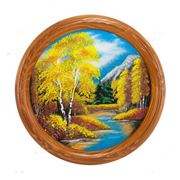 Панно декоративное на тарелке Осенний пейзаж Д-40см фото