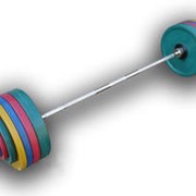 ШП-008 Штанга рекордная олимпийская 282,5 кг в наборе, диски цветные фотография