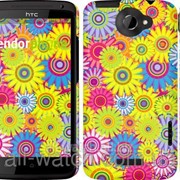 Чехол на HTC One X+ Разноцветные цветы “1841c-69“ фотография