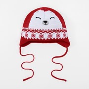 Шапка вязаная Крошка Я 'Мишка со снежинкой', размер 44, 6-9 мес, шерсть,пан, хлопок фото