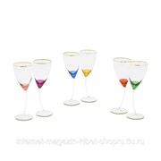 Бокал для вина/воды, набор 6 шт, хрусталь разноцветный/декор золото 24К INIGMA фото