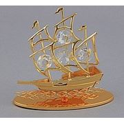 Сувенир под золото “Корабль с хрусталикам“ фото