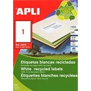 Этикетки APLI , А4, Прямоугольные 210 X 297Мм 1 Шт/Л. Eco. Неудаляемые Цвет: Белый 100 Л. фотография