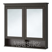 Зеркальный шкаф с 2 дверцами, морилка черно-коричнев ХЕМНЭС