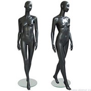 Манекен женский, абстрактный, для одежды в полный рост, на круглой подставке, цвет черный, стоячий, имитирующий шаг. MD-Solo Type 03F-06M фотография
