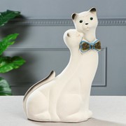 Копилка “Коты Пара Лакки“, покрытие флок, белая, 40 см фотография