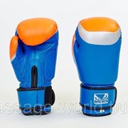 Перчатки боксерские кожаные на липучке BAD BOY(р-р 10-12oz, сине-оранжевый) фото