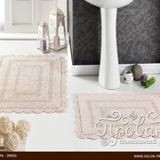 Набор ковриков для ванной Modalin EVORA вязаный хлопок 50х70, 60х100 абрикосовый фото