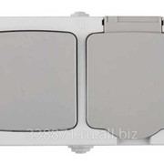 Комплект розеток Светозар Аврора с заземлением и защитной крышкой, IP44, цвет серо-белый, 16А-~250В, 2шт