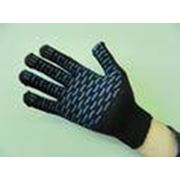 Рабочие перчатки 7 класс Черные 5 нитка с ПВХ фото