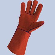 Перчатки сварщика пятипалые спилковые утепленные краги красные