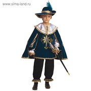 Карнавальный костюм «Мушкетёр», бархат, размер 34, рост 128 см, цвет синий фото